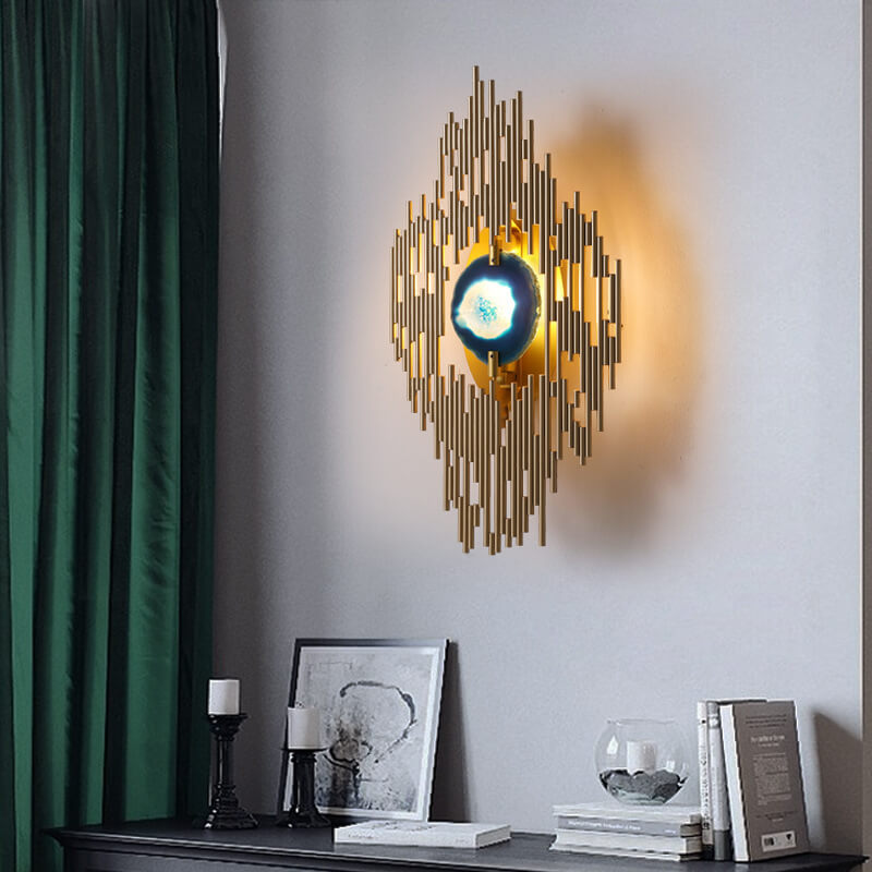 Metal Tube Blue Agate Wall Lamp