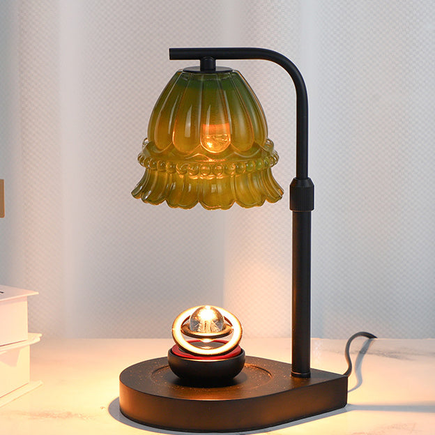 Flower Type Wooden Glass Table Lamp