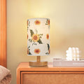 Round Fabric Wood Bedroom Table Lamp