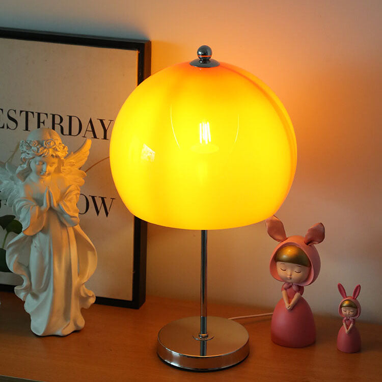 Orange Mushroom Glass Lampshade Table Lamp
