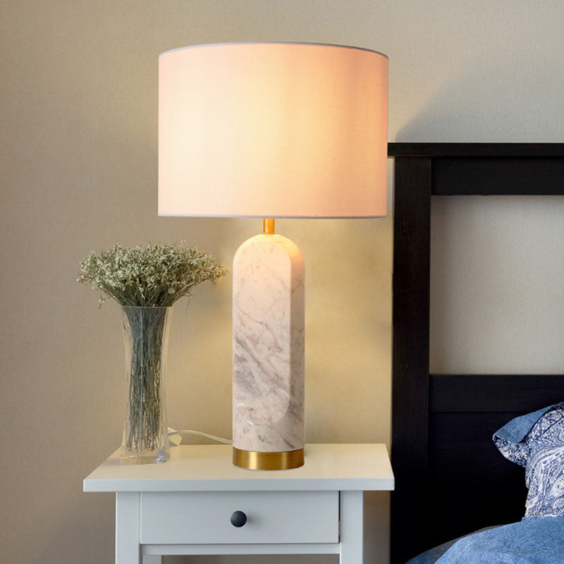 Cylindrical Rectangular Column Marble Table Lamp