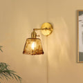 Brass Amber Square Glass Wall Lamp