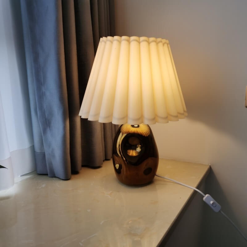 Pleated Umbrella Wave Glazed Table Lamp