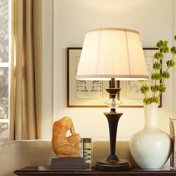 Pleated Fabric Iron Bedroom Table Lamp