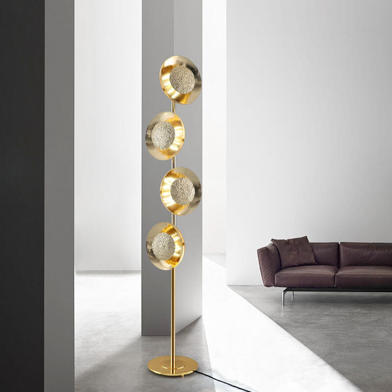 Gold Circles Disc Long Floor Lamp