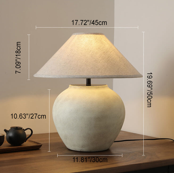 Linen Fabric Cone Ceramic Table Lamp