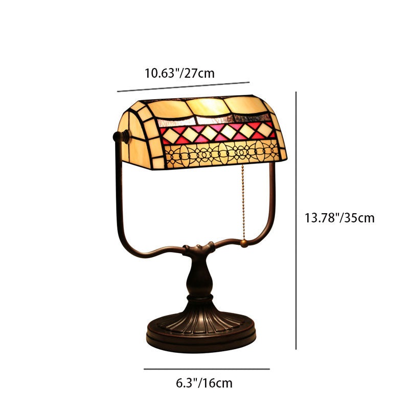 Geometric Stained Glass Bank Table Lamp