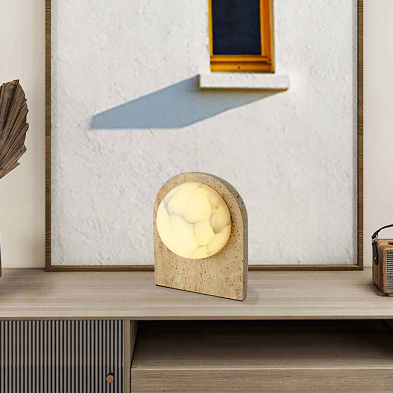 Oval Stone Living Room Table Lamp