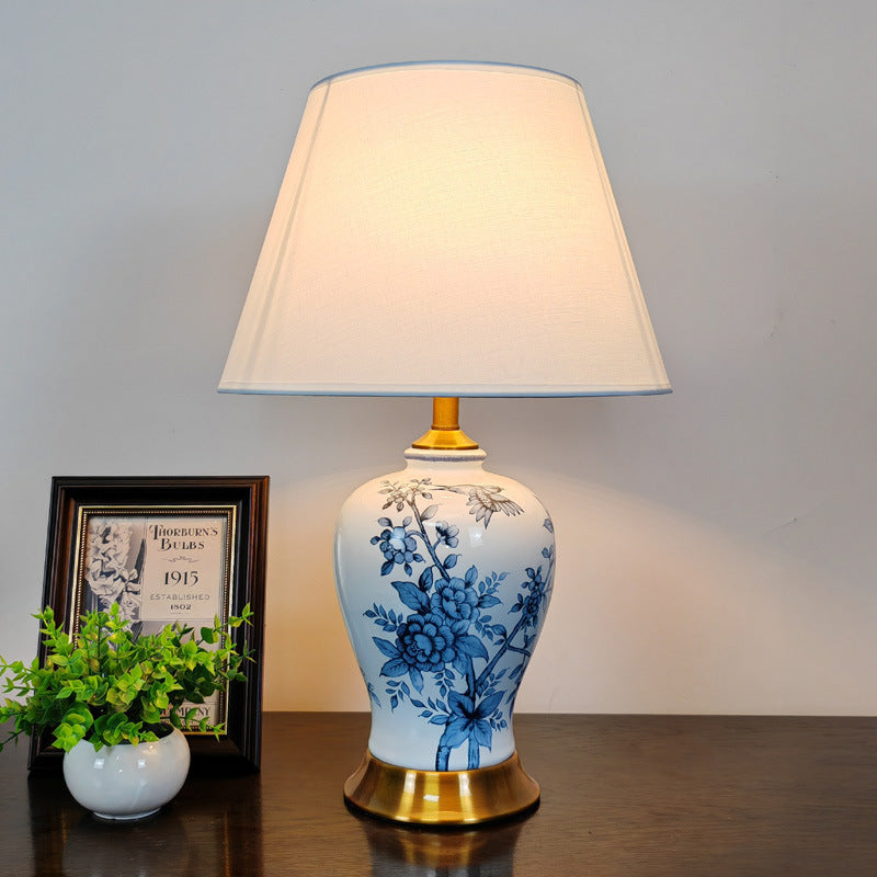 Fabric Ceramics Vase Bedroom Table Lamp