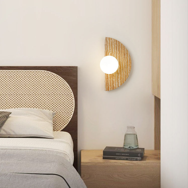 Semi-circular Stone Glass Wall Lamp
