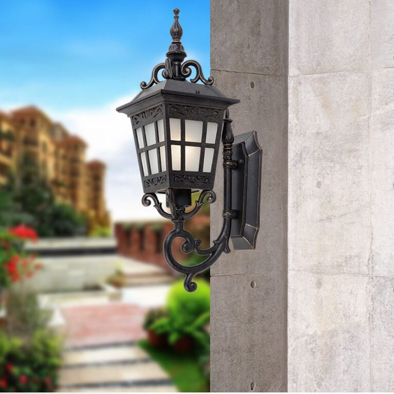 Square Lantern Carved Outdoor Light
