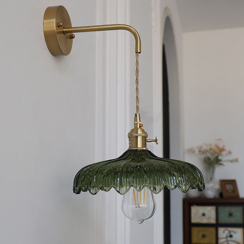 Iron Flower Glass Bedroom Wall Lamp