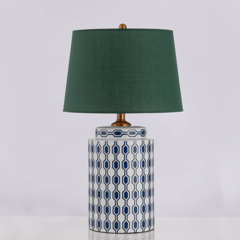 Cylindrical Ceramic Linen Hardware Table Lamp