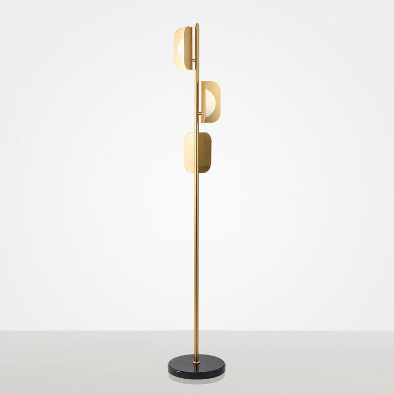 Folding Square Metal Marble 3-Light Floor Lamp