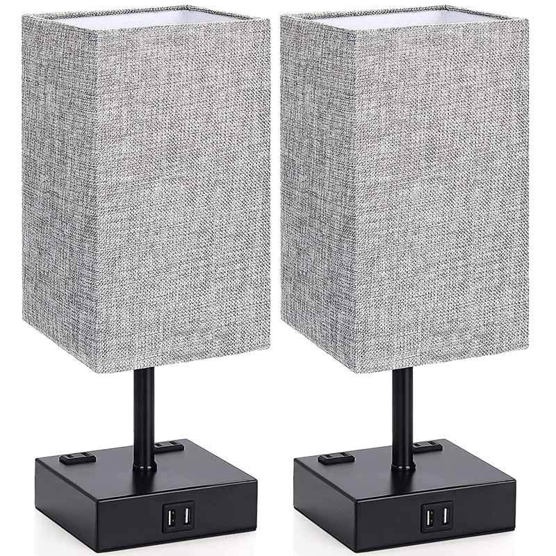 Rectangular Iron Fabric Table Lamp