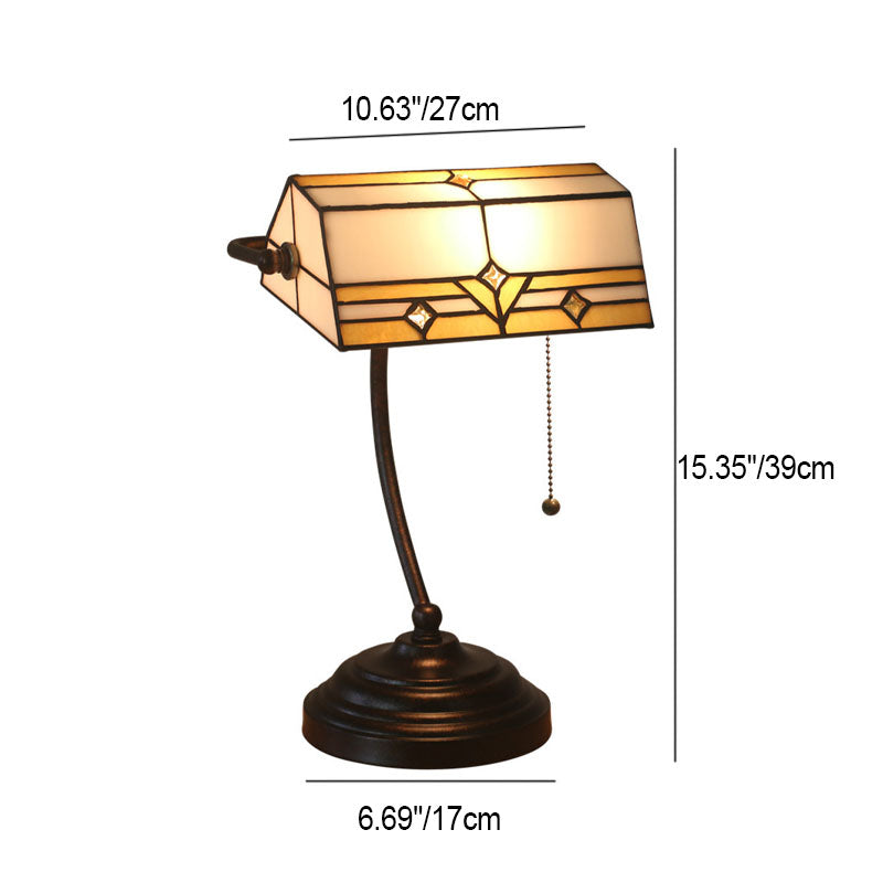 Plaid Trapezoidal Stained Glass Table Lamp