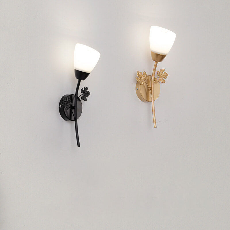 Iron Glass Flower Bud Wall Lamp