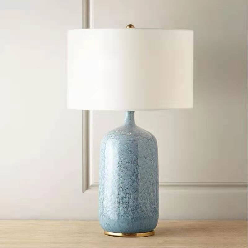 Cylindrical Ceramic Fabric Table Lamp