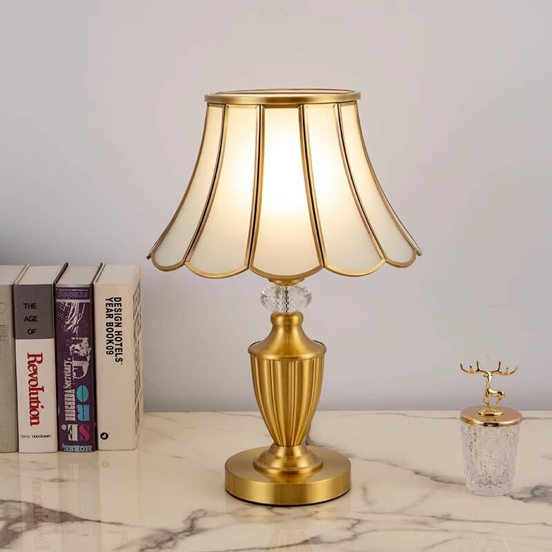 Brass Water Pattern Glass Table Lamp
