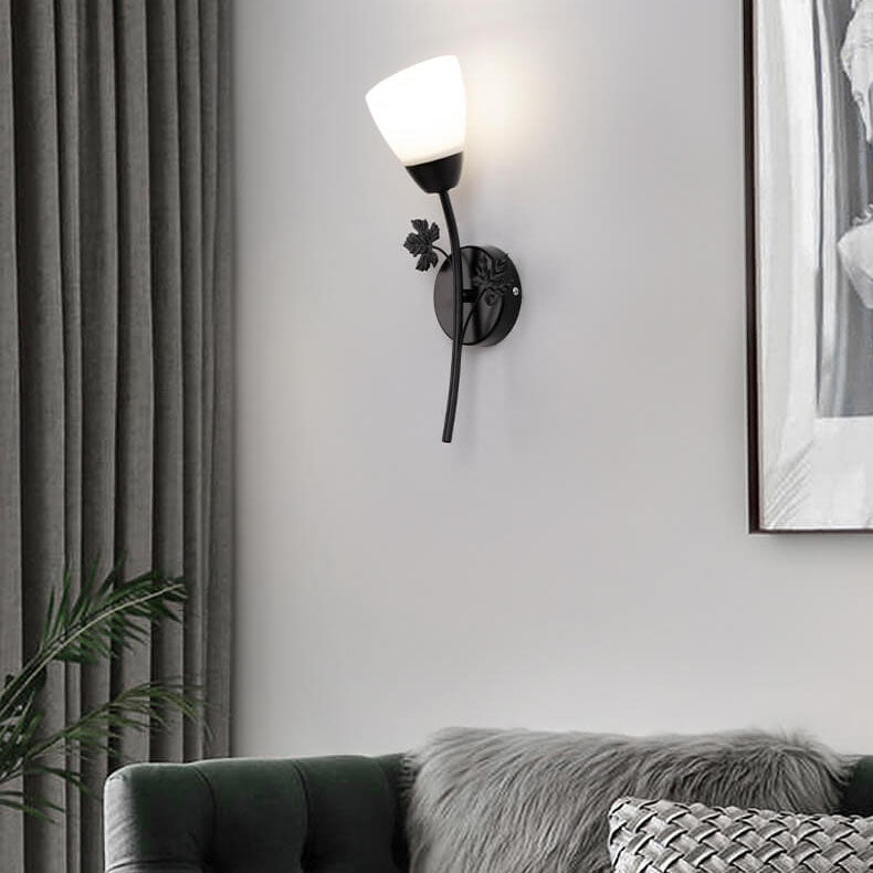 Iron Glass Flower Bud Wall Lamp