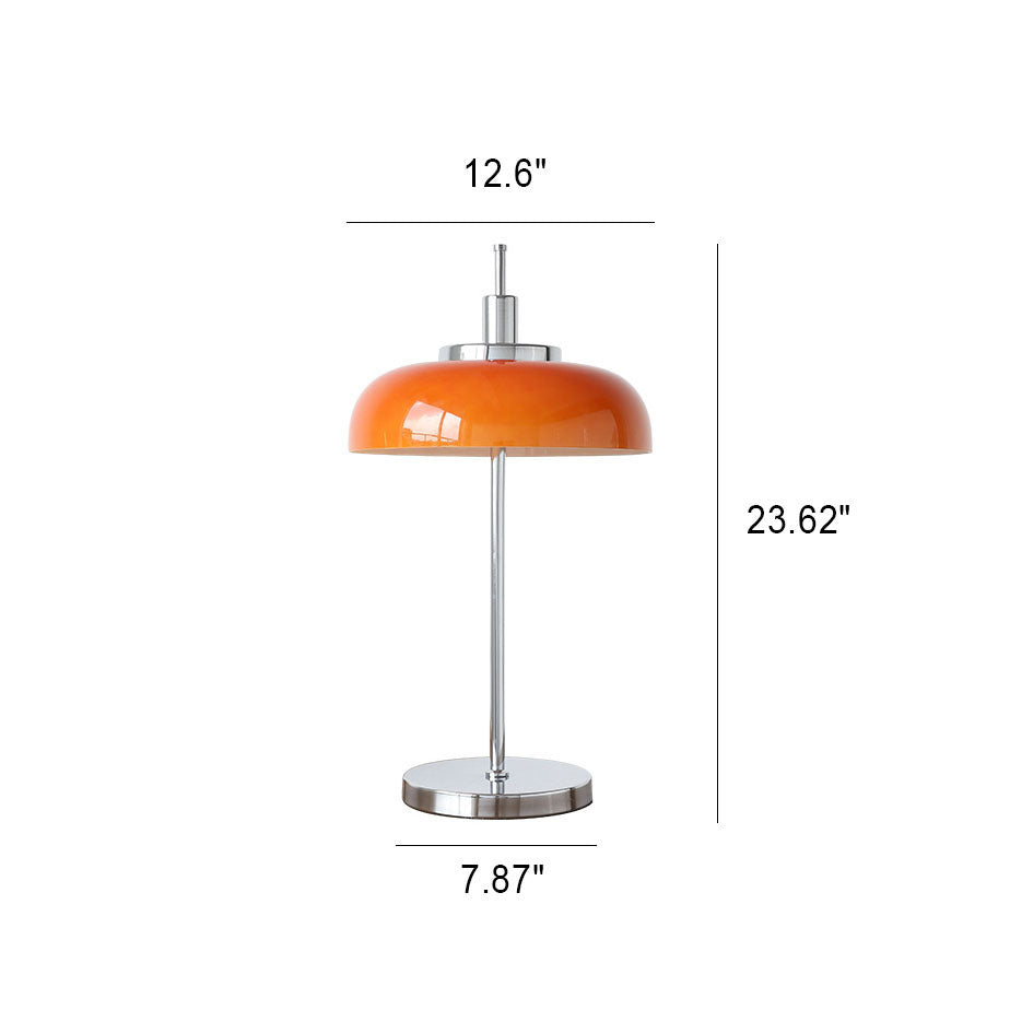 Orange Dome Chrome 3-Light Table Lamp