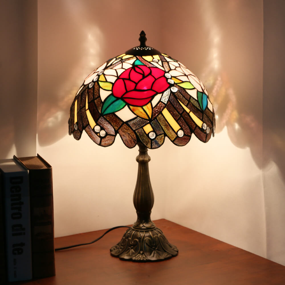 Peony Pattern Stained Glass Table Lamp