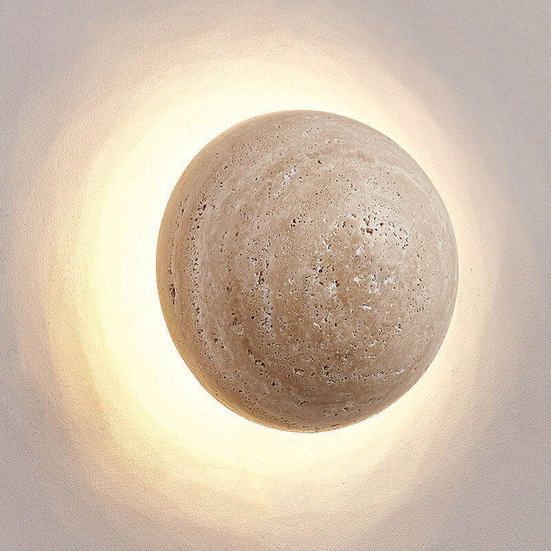 Round Yellow Travertine Wall Lamp