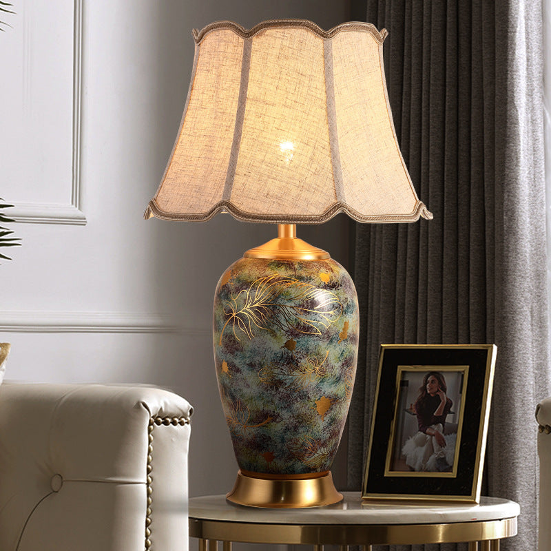 Vase Pleated Octagon Lampshade Table Lamp