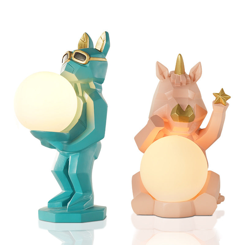 Resin Unicorn Glass Kids Table Lamp