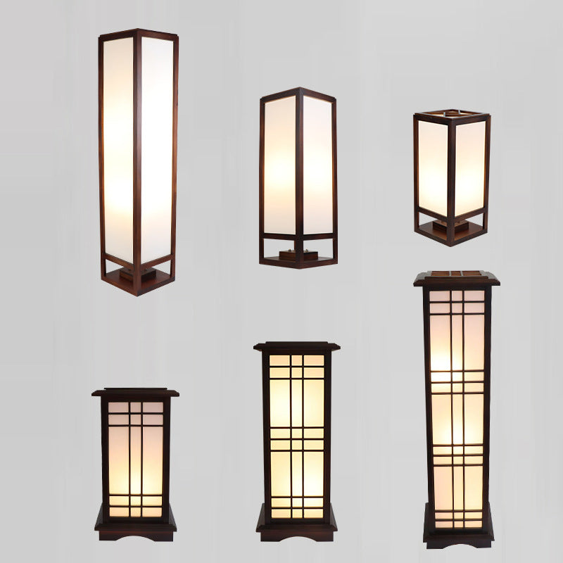 Traditional Chinese Rectangular Parchment Floor Lamp