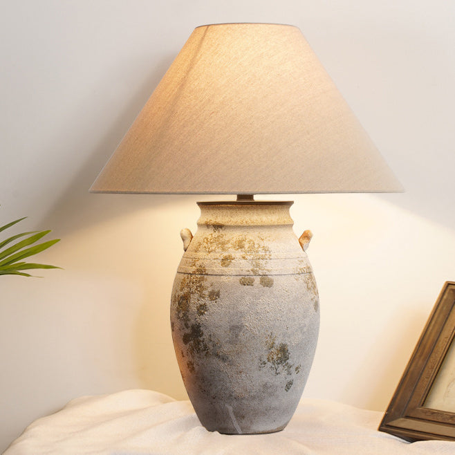 Ceramic Fabric Metal Conic Table Lamp
