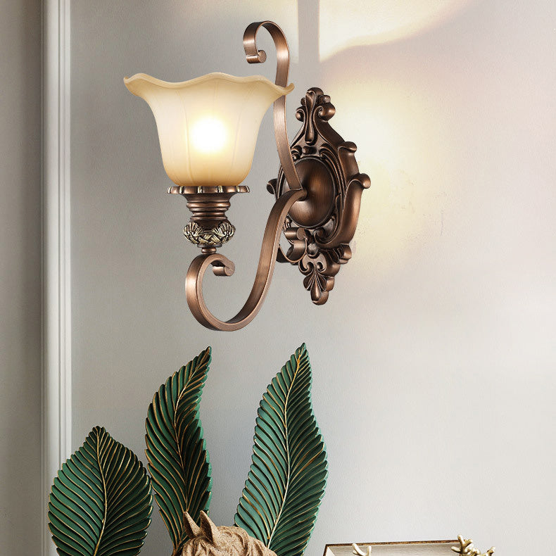 Frosted Glass Flower Iron Wall Lamp