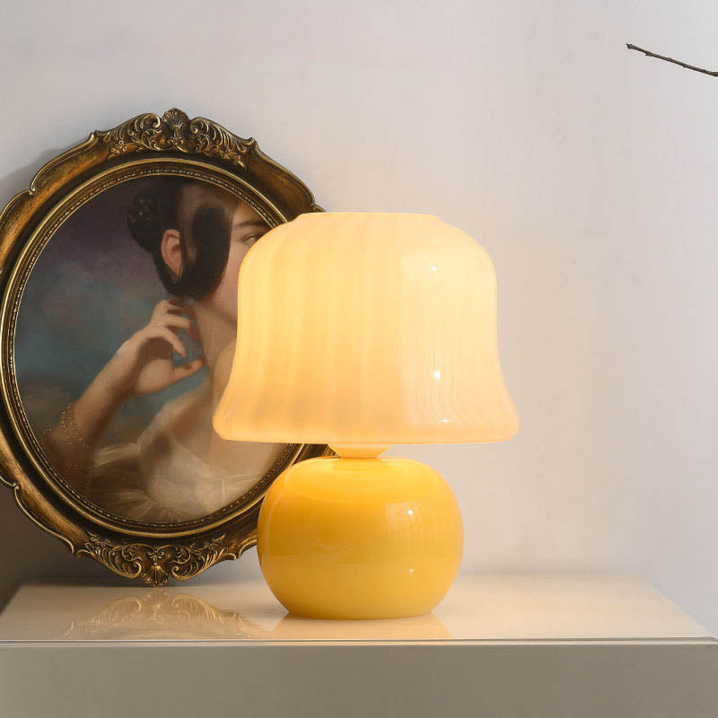 Glass Mushroom Shape Study Table Lamp
