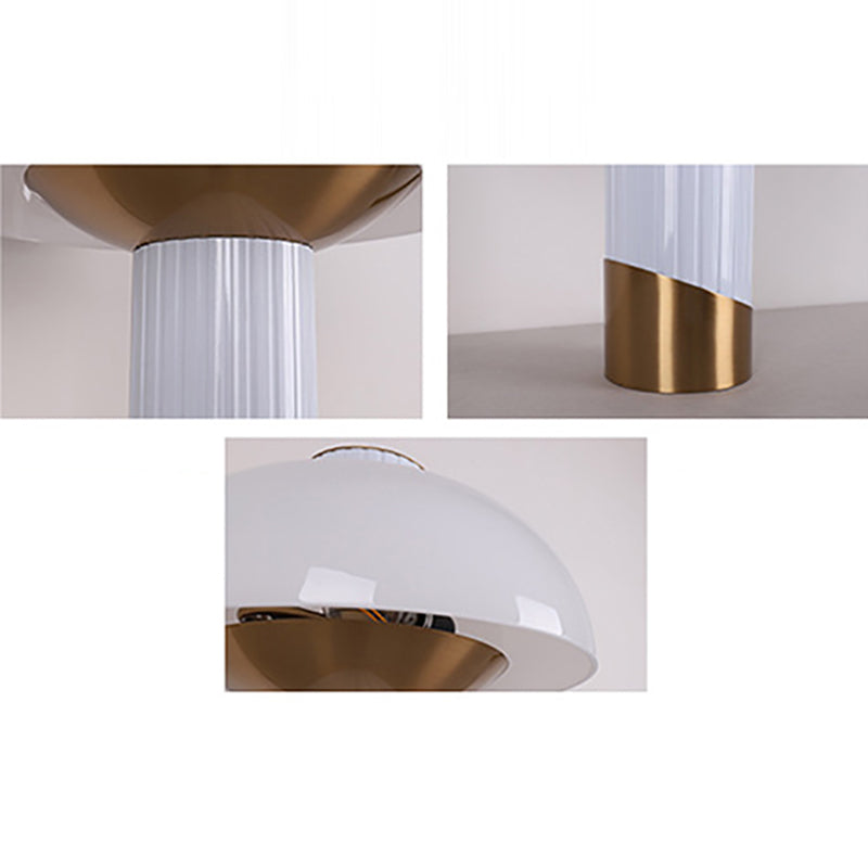 Round Cylinder Metal Glass 2-Light Table Lamp