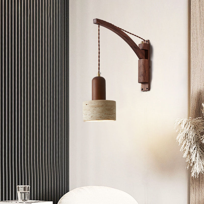 Solid Wood Glass Horn Wall Lamp