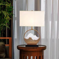 Rectangular Round Metal Fabric Table Lamp