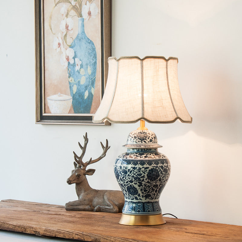 Vase Ceramic Fabric Bedroom Table Lamp