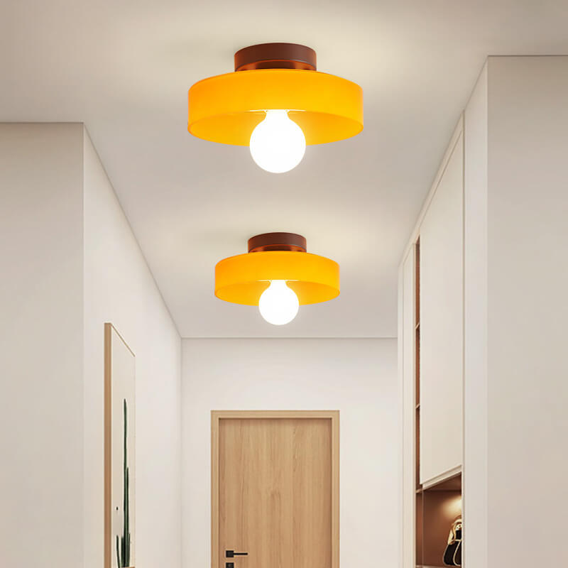 Round Plate Iron Glass Wall Lamp