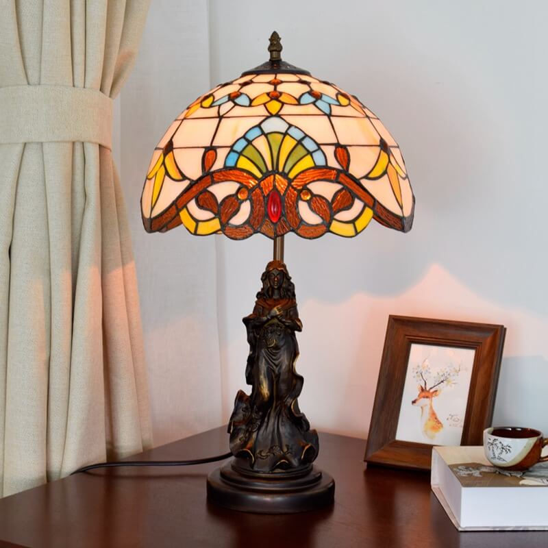Lotus Stained Glass Dome Table Lamp