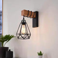 Oval Diamond Solid Wood Wall Lamp
