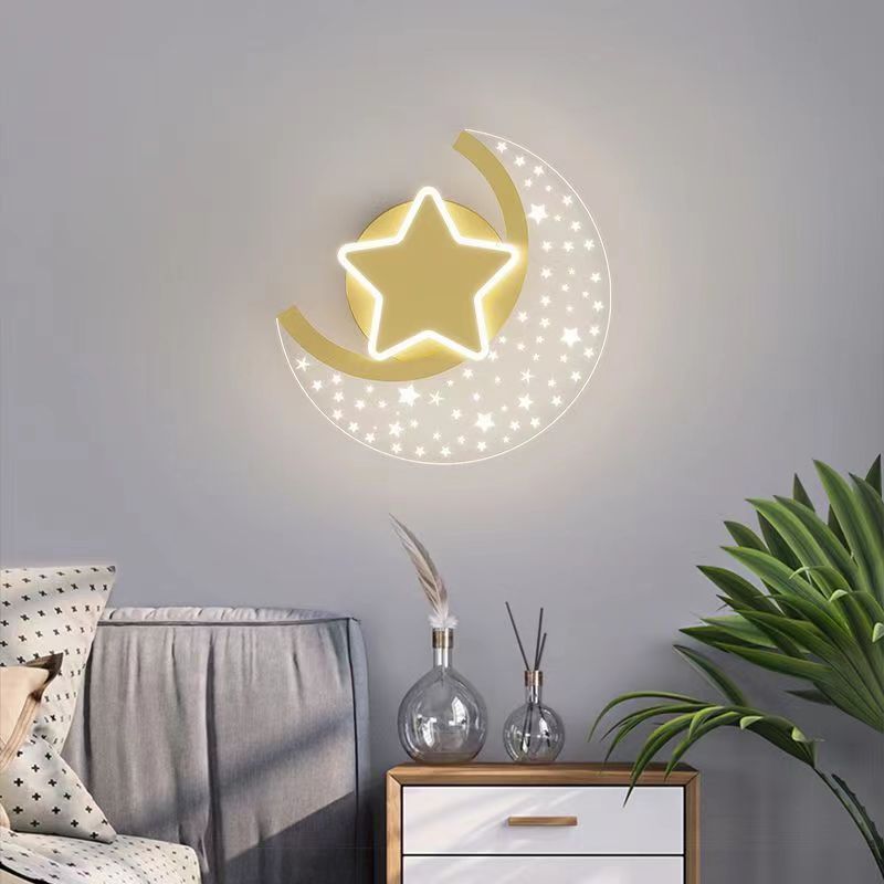 Iron Aluminum Acrylic Moon Wall Lamp