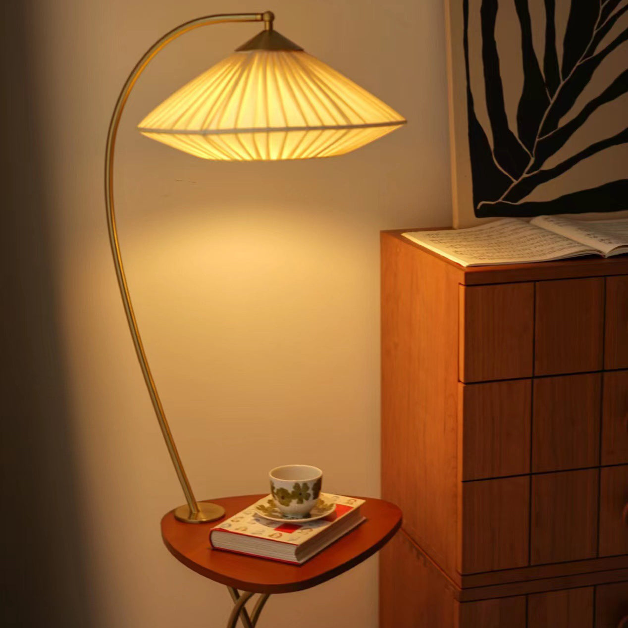 Round Cone Table Fabric Floor Lamp