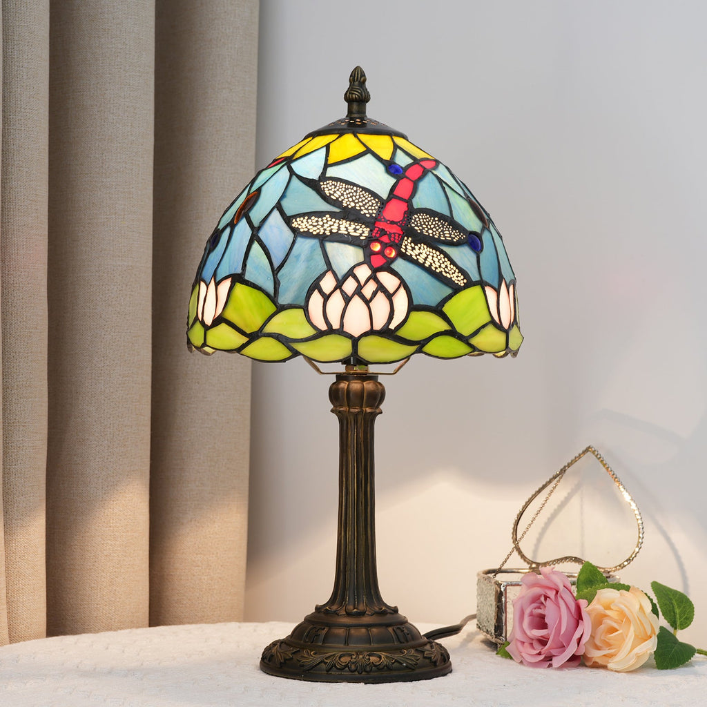 Glass Resin Dome Dragonfly Table Lamp