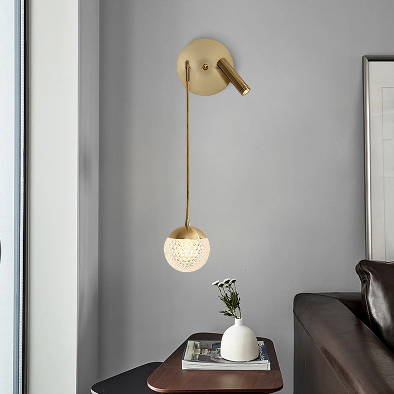 Iron Acrylic Ball Bedside Wall Lamp