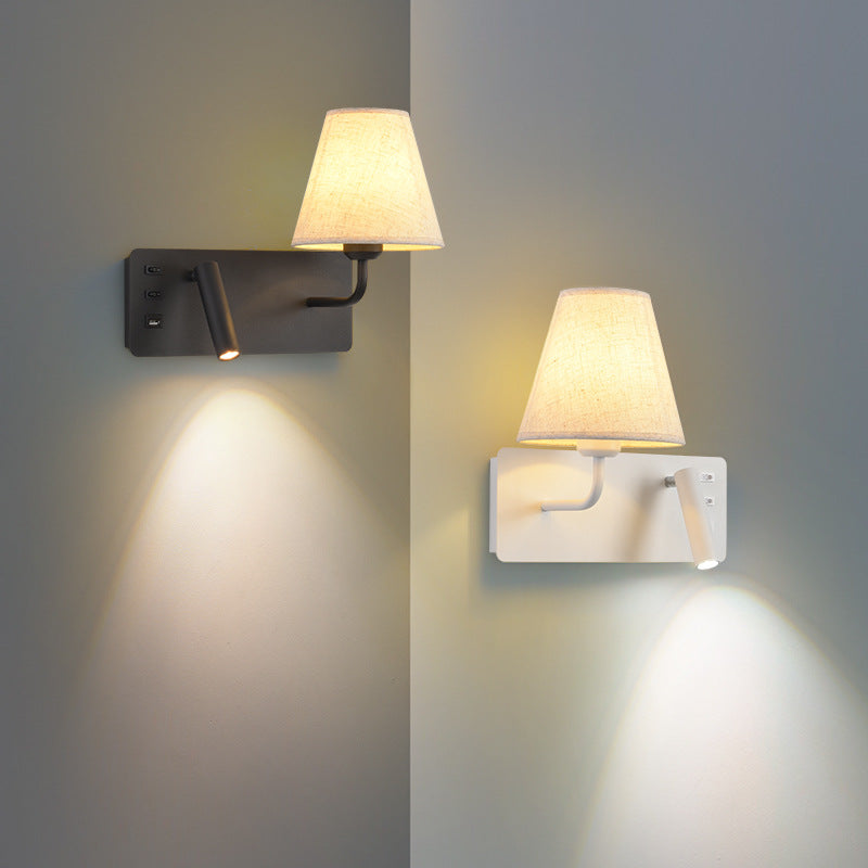 Iron Aluminum Fabric Cone Wall Lamp