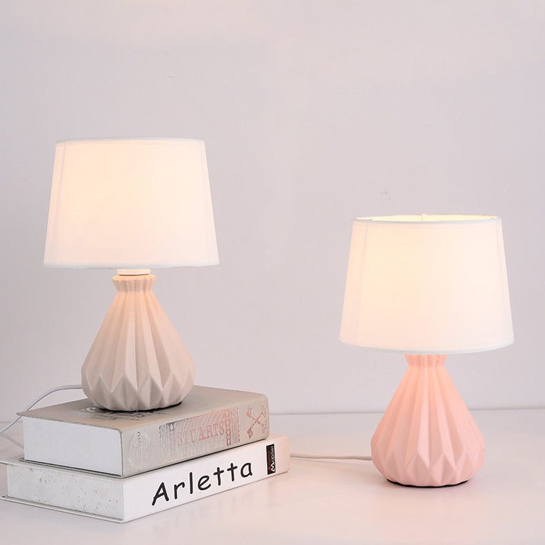 Cylindrical Cone Ceramic Fabric Table Lamp