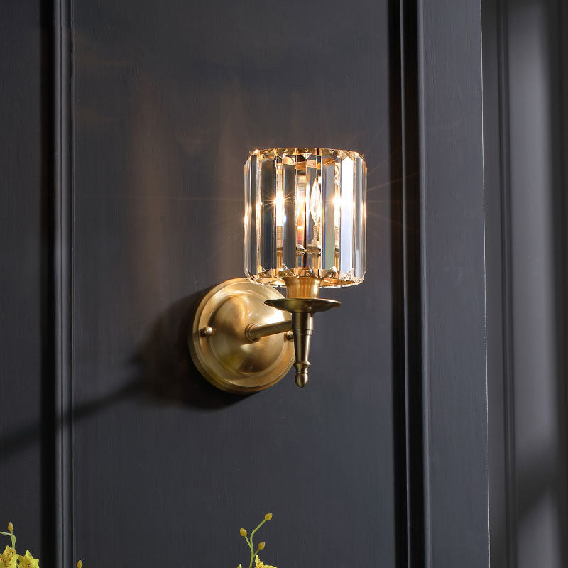 Crystal Copper Cylinder Wall Lamp