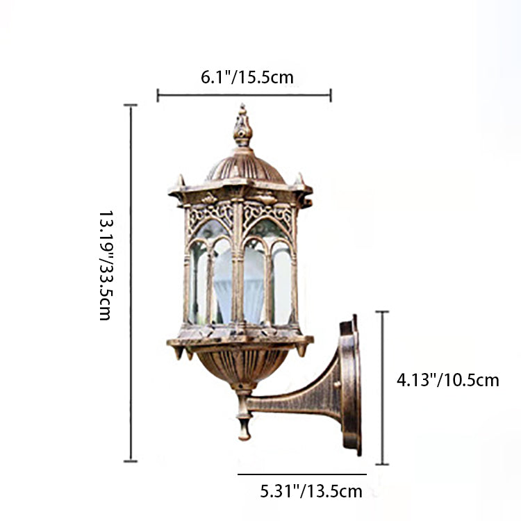 Hexagonal Aluminum Watermarked Glass Outdoor Light