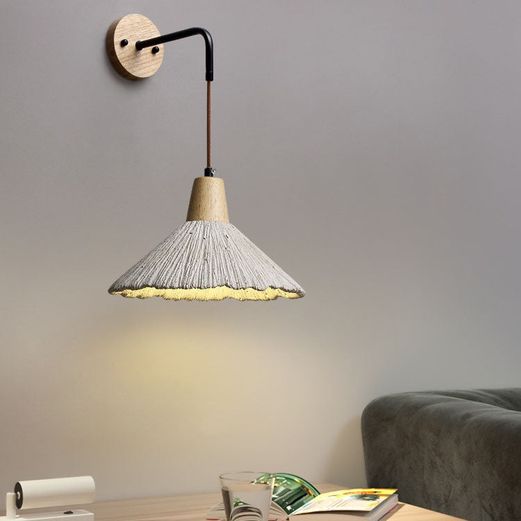 Wood Horn Living Room Wall Lamp