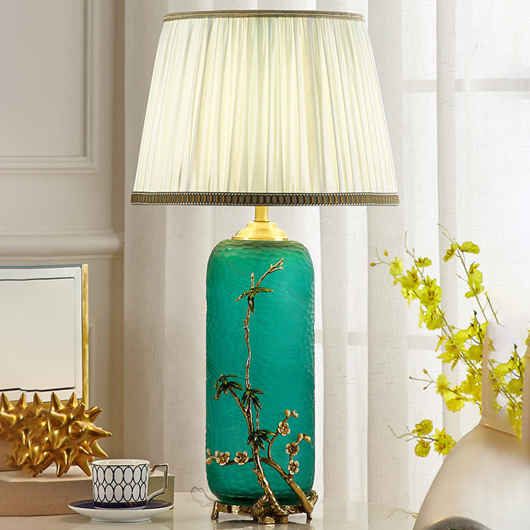 Bottle Glass Copper Fabric Table Lamp